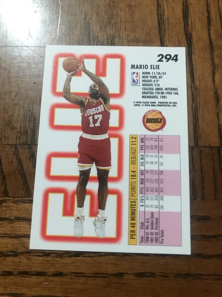 1993-94 Fleer - Mario Elie #294 - Image 2 of 2