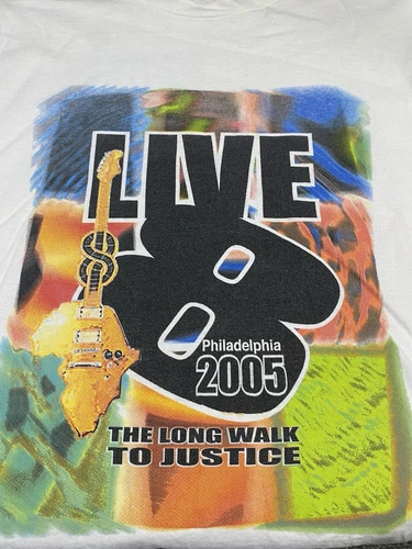 Live Eight Rare Concert T Shirt Lg Jay-Z, Bon J 2000s vintage concert t-shirt, vintage, single stitch, B+ condition