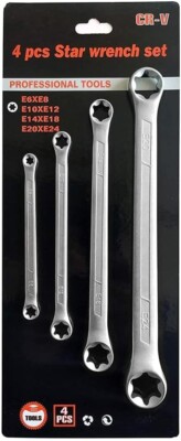 NACHEE 4 Piece TRX-Star E-Torx Box Wrench Set E6 E8 E10 E12 E14 E18 E20 E24