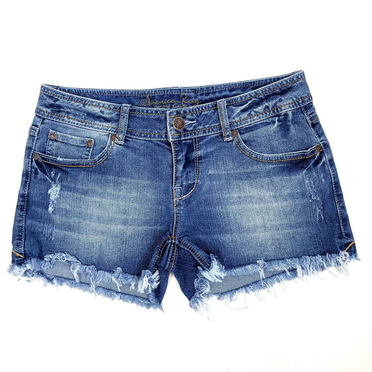 American Rag Cie Womens Denim Shorts 3 Blue Cut Off Distressed Stretch Jeans