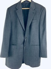 Chaps Ralph Lauren Sport Coat 41 Long Gray Blue Houndstooth Blazer Lambswool