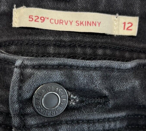 Levi's 529 Jeans - Womens Size 12 - Curvy Skinny - Black Stretch Straight (2546) - Picture 19 of 23