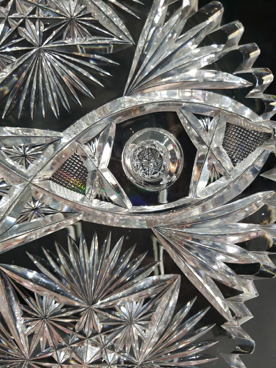 10" Footed Plate. American brilliant period cut glass crystal Signed Fry Fashion