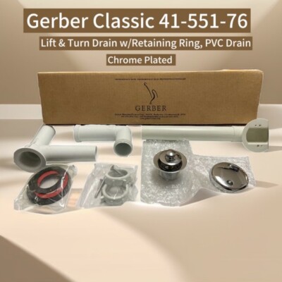 Gerber Tub Drain w/ Lift & Turn Drain Chrome  NEW  Model # 41-551-76