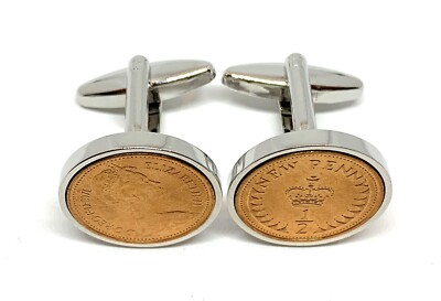 1955 Pièce Six Pence Boutons Manchette Qualité Hommes 70th Birthday