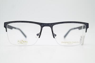 Brille FUZION FUHM03 CC Titanium Blau Silber Halbrand Brillengestell Neu