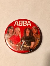 Vintage Abba Logo Buttons Pop Group RARE LARGE BUTTON Benni Bjorn Agnetha 1