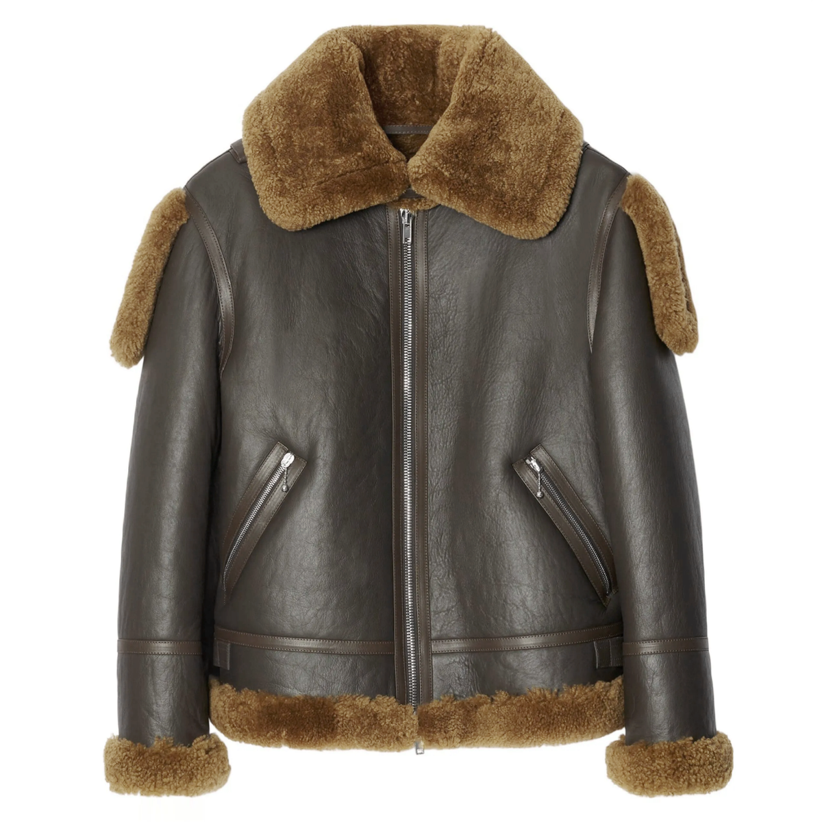 BURBERRY FW25 Shearling B-3 Aviator Flight Bomber Jacket Sheepskin