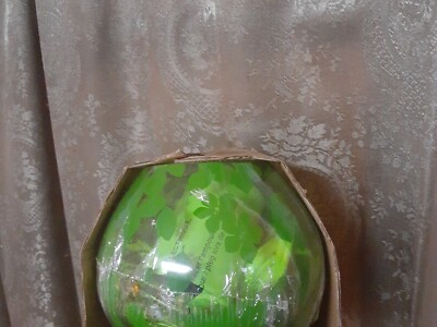 IKEA Knubbig Table Lamp Green Blossoms Glass Globe with Bulb 4  Light Accent NIB