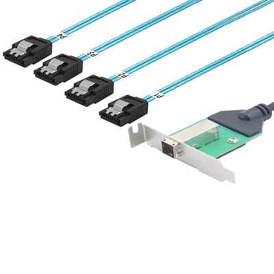 External Mini SAS SFF-8644 female to 4 Port SATA For Server Cable adapter,30AWG 