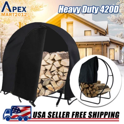 40” Waterproof Firewood Log Rack Round Cover Wood Hoop Holder Sun Snow Protector - Image 1 of 4
