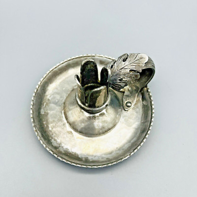 Hand Wrought Trade Continental Hammered Aluminum Chamber Candlestick Holder Prim