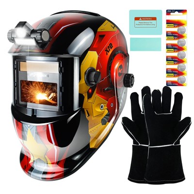Welding Hood Auto Darkening Welding Helmet with Light True Color 1/1/1/2 Top ...