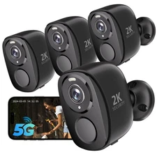 4Pack 5G/2.4G Security Cameras Wireless Outdoor,2K Battery Powered AI Motion ...
