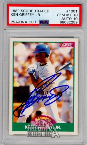 Ken Griffey Jr 1989 Score Traded Autograph Rookie Card #100T PSA 10 PSA/DNA 10