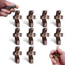Small Wooden Prayer Crosses 10pcs Pocket Comfort Cross Black Walnut Gift