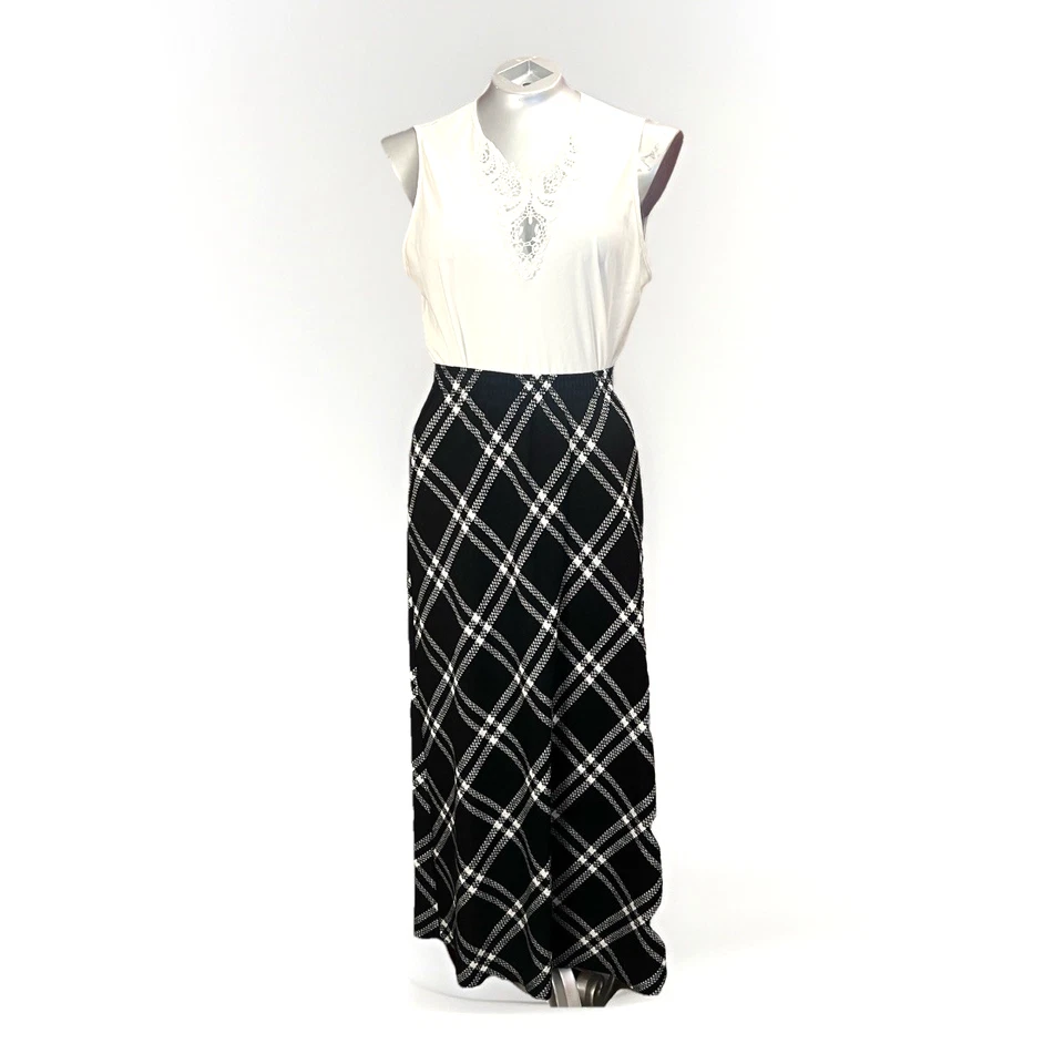 Cathy Daniels 复古中裙 A 字黑白格子丙烯酸 L — 第 2/4 张图片