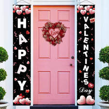 Happy Valentines Day Door Banner,Valentines Day Decorations Porch Backdrop Wall