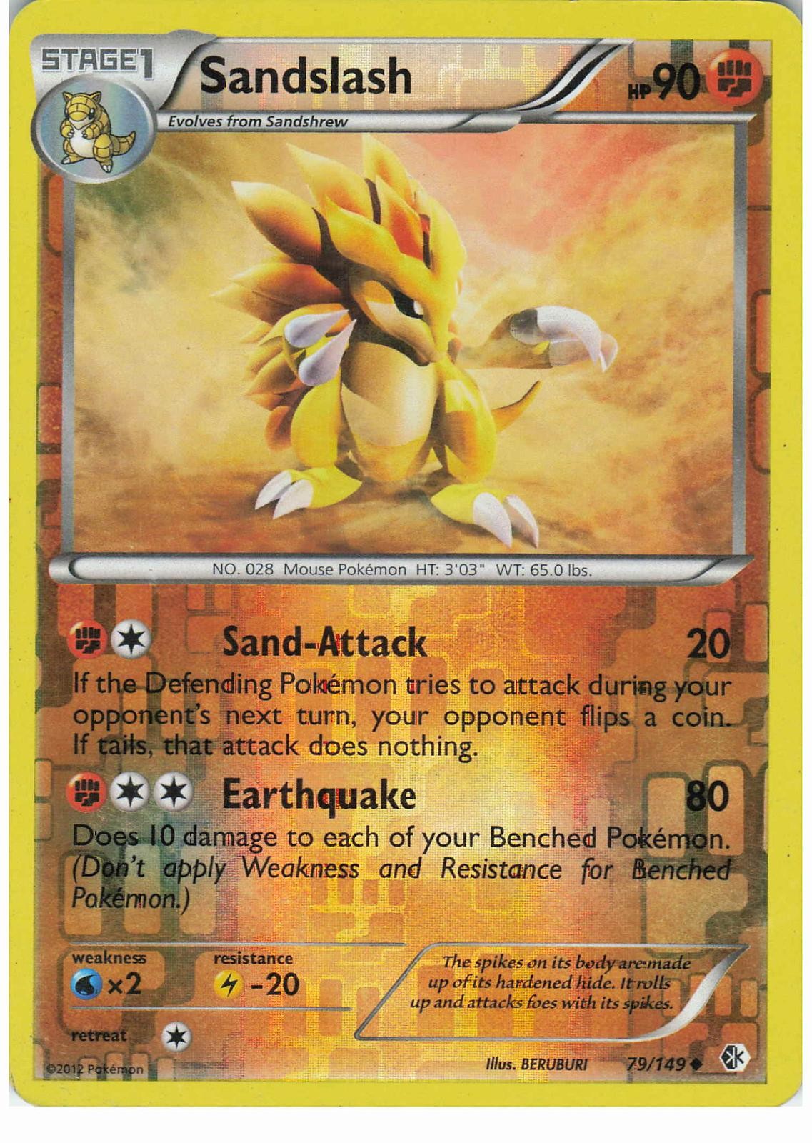 Sandslash 79/149 Reverse Holo Uncommon Boundaries Crossed Pokemon LP