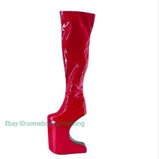 30CM Bent Heel Women Knee High Boots Men Fetish Bed Cosplay Shoes Platforms