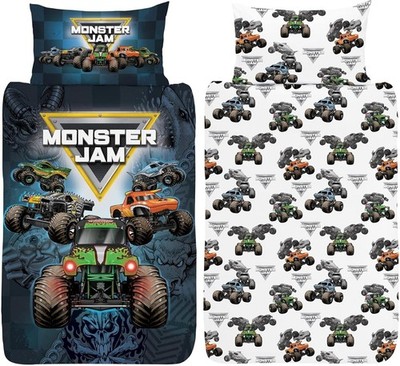 Monster Jam Einzel Bettbezug - Grave Digger, Max-D, Megalodon, Drachen Design