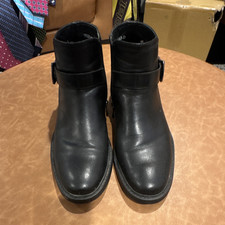 Men s WOLFO Black Leather Ankle Boots Round Toe Buckle Zip Closure US 10.5