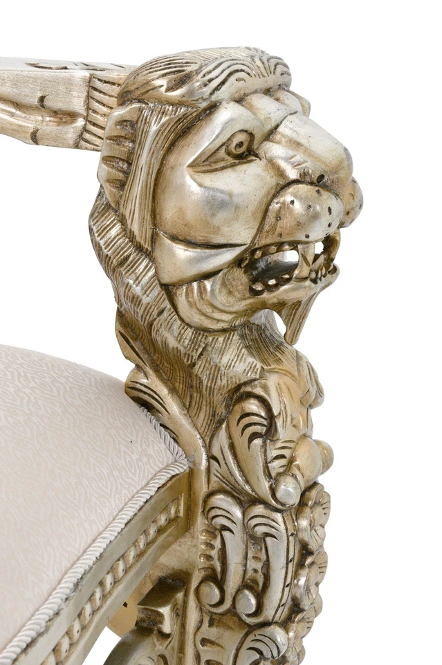 Silla Lord Raffle Ornamentada Respaldo Alto Rey León Trono Tallada Declaración Acento Asiento Foto 4 de 4