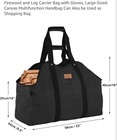 RANSENERS Firewood and Log Carrier Bag with Gloves, Large-Sized Canvas Grocery — photo 2