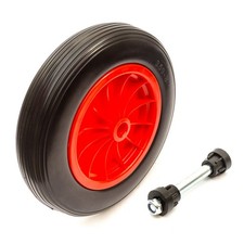 3.50-8 Wheel Tyre & Axle 14 Inch Solid Puncture Proof 1" 25mm Bore Wheelbarrow