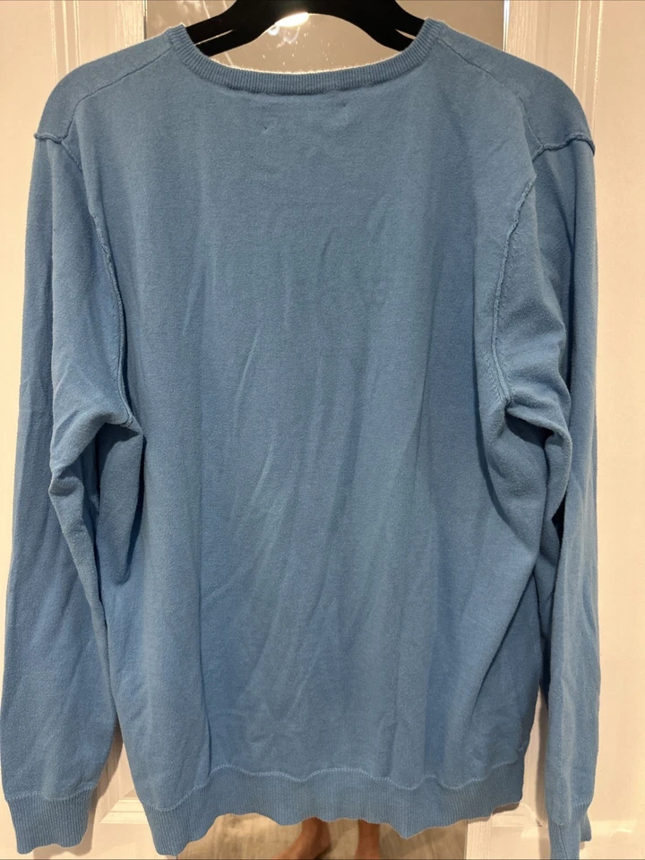 Rag and Bone Men's Medium Sweater T Shirt Material Light Blue V Neck - Image 4 of 4