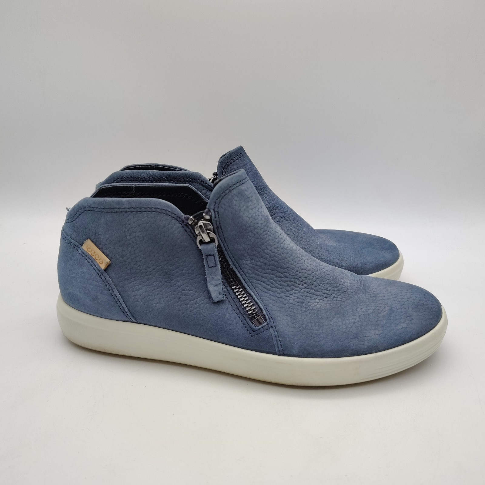 ECCO Soft 7 Low Bootie Side Zip Blue Sneaker Women's EU 38/US 7-7.5