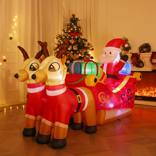 Blow Ups Santa Claus Reindeer on Sleigh with Gift Boxes, Built-in LED Lights🎅🏻 - Picture 43 of 48