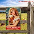 Vintage Beer Sign Funny Retro Pin Up Aluminum Sign 8x12 Outdoor Decor