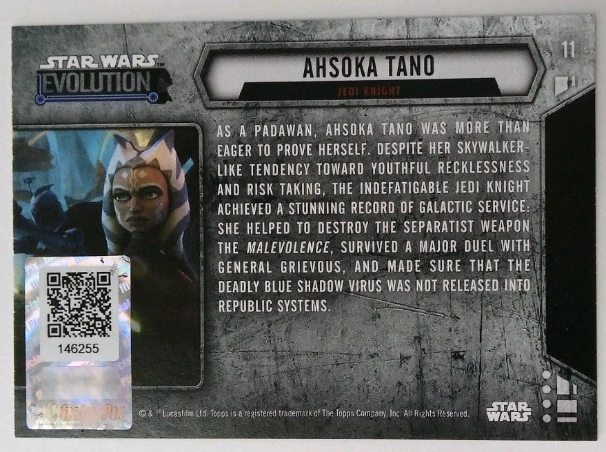 2016 Topps Star Wars Evolution Ahsoka Tano Ashley Eckstein Certified Auto  - Image 2 of 2