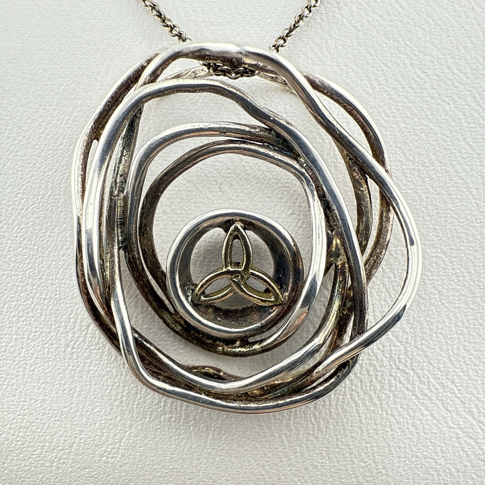 Keith Jack Necklace Celtic Cradle of Life Sterling Silver 10K Trinity Knot $290