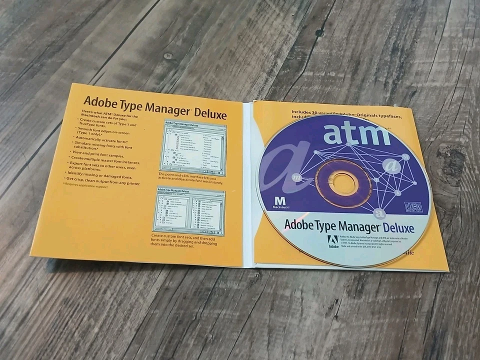 Adobe Type Manager Deluxe 4.0 Vintage Software MAC OS On Call 4.1 ATM CD-Rom 97' - Imagem 2 de 4