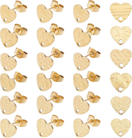 Unicraftale 24 StüCk 6 Stil Goldene Herz Ohrstecker DIY Edelstahl Ohrstecker Mit