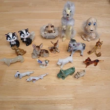 Vintage Lot 18 Animal Figurines Japan Bradley Napco Glass Porcelain Ceramic Dogs