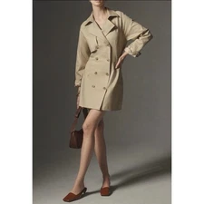 Anthropologie Utility Trench Mini Dress| Coat Jacket| Beige | Size Medium