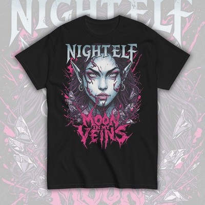Night Elf T-Shirt ''Moon In My Veins'' World of Warcraft Alliance Gamer Unisex Tee