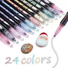 24 Colors Shimmer Outline Markers for Teen Girl Trendy Stuff, Metallic Glitter P