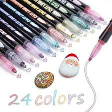 24 Colors Shimmer Outline Markers for Teen Girl Trendy Stuff, Metallic Glitter P