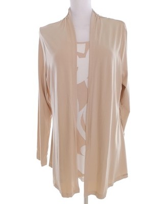 YOUR SIXTH SENSE Damen Bluse Gr. L Beige Viskose Langer Ärmel Logo Runder
