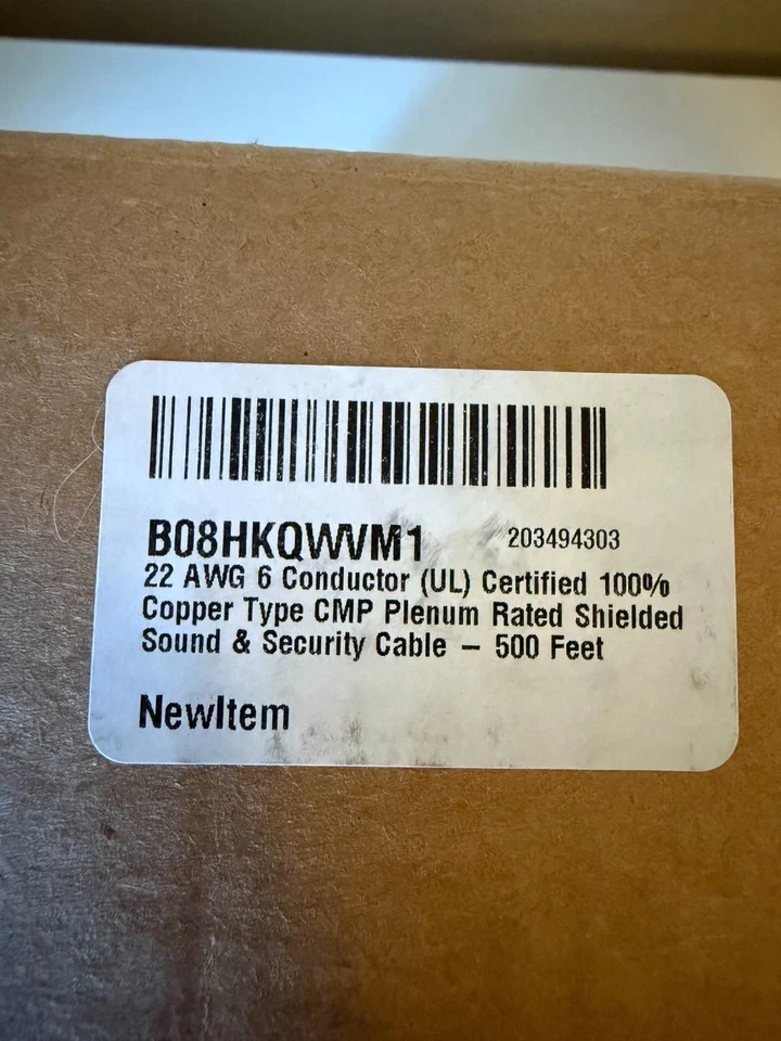 22 AWG 2 Conductor (UL) Certified 100% Copper Type CMP Plenum Rated Shield 500ft - Image 2 of 3