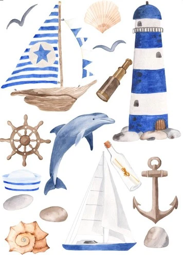 Sealife Boats Sailing Coastal Self Adhesive Wall Sticker