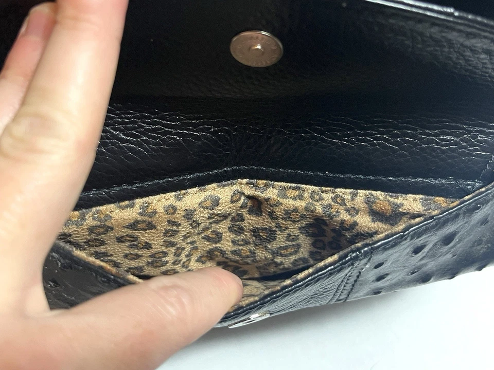 Y2K Isabella Adams Ostrich Embossed Genuine Leather Chunky Shoulder Bag Braided - Image 3 of 4