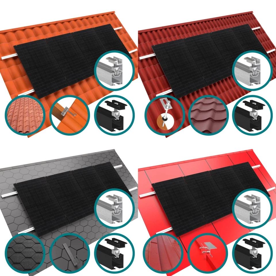 DOITBAU Solar Montage Set für jedes Dach Modul Photovoltaik PV Befestigung Halterung
