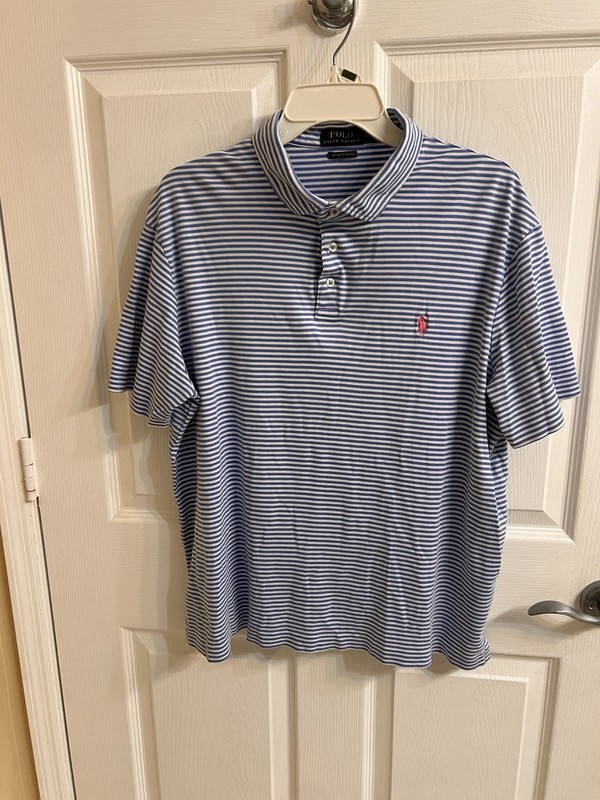 Polo Ralph Lauren Shirt Mens XLarge Blue White Striped Pima Soft Touch