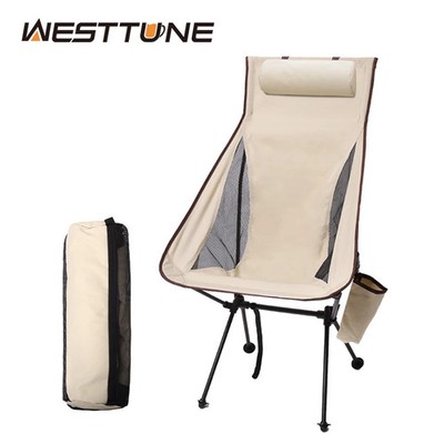 Westtune Klappbarer Campingstuhl mit Kopfstütze aus Aluminium