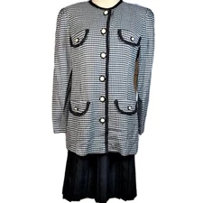 Separate Issue Houndstooth Skirt & Blazer Suit Set Size 9/10 Retro Classic 